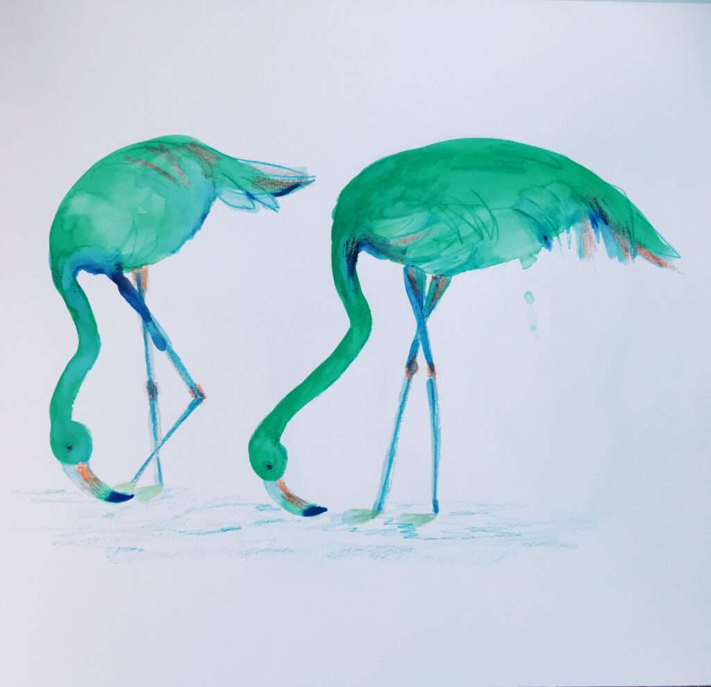 Green Flamingos